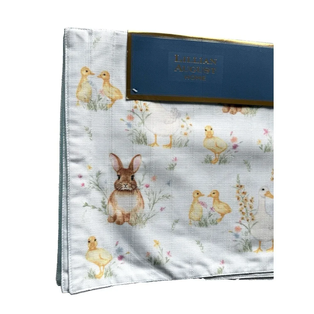 Lillian August Home Set of 4 Easter Spring Bunny Duck Floral Kids Mach Washable